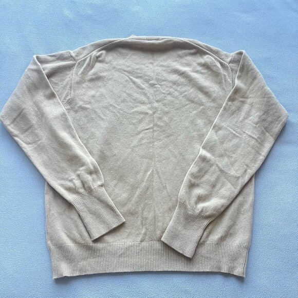 Vtg Burberry Sweater Mens Large Pure Lambswool V Neck Camel Italy Made Classic - Picture 7 of 9